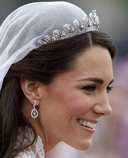 Kate's earrings designed by Robinson Pelham were a gift from her parents